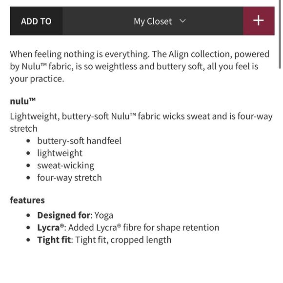 Lululemon Women’s 8 Align Long Sleeve Mulled Wine Buttery Soft Minimalist New - Picture 7 of 11